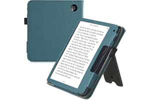 kwmobile Custodia Compatibile con Kobo Libra 2 - Cover Chiusura Magnetica Autosleep con Leggio e Portatessere - Petrolio