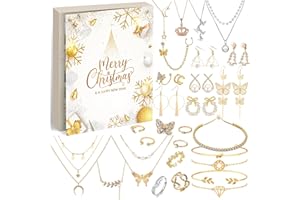 IMNBEST Adventskalender Schmuck 2025 Weihnachtskalender Frauen Mädchen,24 Überraschungen Armband Halskette Ohrringe, Damen Schmuck Set, Weihnachtsgeschenke für Frauen Mädchen Teenager Kinder (Weißgold)