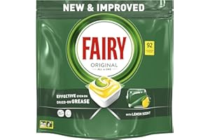 Fairy Original Tabletki do Zmywarki All in One, 92 Sztuki, Zapach Cytrynowy, Skutecznie Usuwają Nawet Zaschnięty Tłuszcz