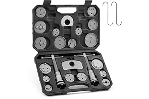 Orion Motor Tech 24Pcs Kit d'Outils de Repousse Piston Étrier de Frein avec Boulons de Poussée Plaques de Retenue Supports d'Étrier 18 Adaptateurs de Disque Outils de Mécanicien avec Mallette, Noir