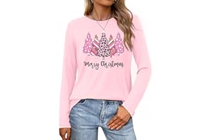 VVNTY Christmas Long Sleeve Shirt for Women Merry Christmas Shirts Casual Xmas Graphic Blouse