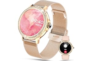 XELETU Smartwatch Damen mit Telefonfunktion Rund 1.32" Touchscreen Smart Watch Fitness Tracker mit Schlafmonitor SpO2 Menstruationszyklus Armbanduhr mit IP68 00+Sportmodi für IOS/Android