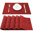 Myir JUN Lot de 4 Sets de Table, Tissé Lavable Napperons pour Cuisine ou pour Table à Manger Résiste à la Chaleur Antidérapant Fait en Vinyle (30x43.5cm) (Marron
