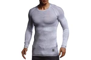 Leif Nelson Gym Herren Fitness Langarmshirt Funktionsshirt Slim Fit Seamless Männer Bodybuilder Trainingsshirt T-Shirt Jungen Sportshirt - Laufshirt Bekleidung für Bodybuilding Training LN8309