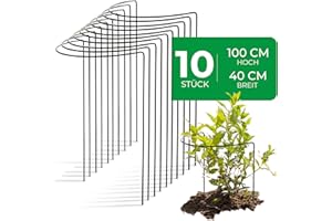 Novatool Lot de 10 tuteurs d'arbustes - Semi-circulaire - Vert - 100 x 40 cm