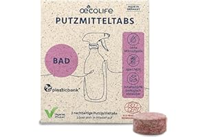 ‎ŒCOLIFE oecolife Badreiniger Putzmittel Tabs, 3x Reiniger fürs Badezimmer, plastikfrei, vegan, biologisch abbaubar, entfernt Kalk & Seifenreste