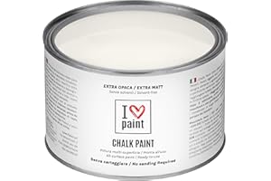 I LOVE PAINT I Love Chalk Paint® couleur Blanc Antique 375 ml - Peinture à la craie - Sans poncer, couleurs meubles, murs et objets - Sans solvants ni formaldéhyde - Sans odeur, à base d'eau