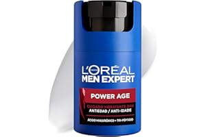 L'OREAL PARIS MEN EXPERT L'Oréal Crema hidratante para hombre, Antiarrugas y antienvejecimiento, Con ácido hialurónico hidratante para el envejecimiento, Para pieles secas y apagadas, Men Expert Power Age, 50ml