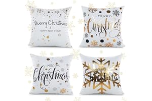 TOLOYE 4 sztuki poduszek dekoracyjnych na Boże Narodzenie, zimowa poduszka dekoracyjna, płatki śniegu, poszewka na poduszkę na Boże Narodzenie, dekoracyjna poszewka na poduszkę na sofę, do sypialni