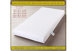BUY ALL HERE Crib Cot Bed Mattress - comes with Super Soft Breathable Water Resistant Quilted Cover, Removable Washable - 140 x 70 x 7.5 CM