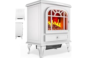 Monzana® Electric Heater 2KW Freestanding Stove with LED Flame Effect, Portable Fan Heater for Home, Fireplace Style, 1000W/2000W Fire Place Adjustable Power, Efficient Heating Solution | White Black
