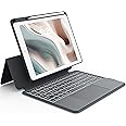 CHESONA Rugged Keyboard Case for iPad 9th 2022/8th/7th Generation, Magnetic Detachable Case, Premium Trackpad, 15°-180° Adjustable Stand, Portrait/Landscape Backlit Keyboard for iPad 10.2-inch, Gray
