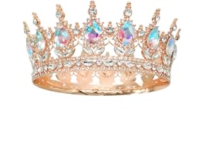 HPMAISON [Geschenkbox verpackt] Vintage Rund Braut Haarschmuck Diadem Krone Hochzeit Deko Damen Crown Strassstein Tiara Königin Krone Geburtstag Tortenaufleger Mädchen Prinzessin Krone Erwachsene