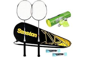 Senston Racchette Badminton in Fibra di Carbonio per Allenamento, Badminton Set con Borsa e 6 Volani in Nylon