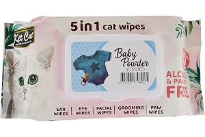Kit Cat 5 In 1 Wipes Baby Powder Scented, 80 Sheets