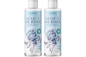 Acqua di Rose con Acido Ialuronico Monte Nativo 2x200ml (400ml) | Cosmetico Naturale per la cura e la pulizia del viso | Tonico Viso | Acqua Rose | Antimacchie Viso | Cura della pelle | Acne Viso