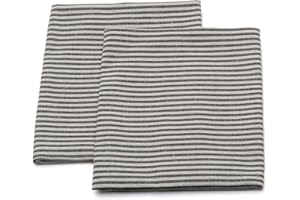LinenMe Set mit 2 Geschirrtücher Halbleinen 47x70 cm Jazz - Küchentücher & Handtücher Natürlich 53% Leinen, 47% Baumwolle mit Aufhänger in Schwarz gestreift, Hergestellt in Litauen