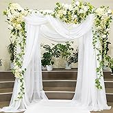 Alaoo Soft Tulle Fabric, Polyester Tulle Fabric, 5Mx160CM, White | Transparent Tulle Curtain for Wedding Arch, Hand Decoratin