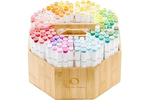 Ohuhu Organizer rotante per pennarelli ad alcool, girevole a 360 gradi, in bambù, per riporre 164 pennarelli Honolulu e B, portapenne con 8 scomparti, per casa, aula e l'ufficio