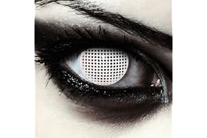 DESIGNLENSES, färgade dagliga kontaktlinser med rutmönster, vit, utan recept för Halloween kostym som zombie, karneval, vampyr & cosplay - 2 stycken (1 par) vita ögonlinser "White Screen"