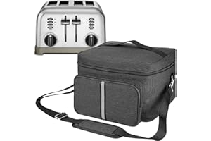Kingshion Toastertasche kompatibel mit 4-Scheiben-Toastern, tragbare Aufbewahrungstasche mit Reißverschluss für die meisten 4-Scheiben-Toaster und Zubehör (Dunkelgrau)
