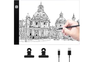 Sofore Zeichnung Led Licht Pad A4,Leuchttisch A4 tragbare LED mit verstellbarer Helligkeit, Light Pad mit USB Kabel für für Malen,Designen,Zeichnen,Ultradünne LED Leuchttisch