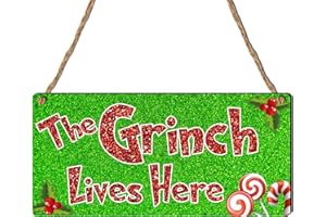 PIXIE'S GIFTS Festive Cheer Unleashed: Wooden Plaque - 19cm x 9cm, Ideal Christmas Decoration Gift for the Holiday Season Christmas Festive Decor (Mdf Wood Indoor Use Only 19cm x 9cm, Lives Here Green)