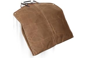 POLARE ORIGINAL Polare 43” Waxed Canvas Full Grain Leather Trim Garment Bag for Travel, Large Carry on Business Suitcase Cover with YKK Zipper, Waterproof Hanging Suit Garment Cover with Handles,1 Pack, Brown, Waxed