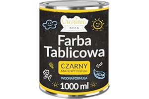 Creative Deco Farba Tablicowa Kredowa | 1000 ml | Matowe Wykończenie do Ścian, Drewna, Metalu i Szkła | Nietoksyczna | Idealna do Rysowania i Pisania Kredą