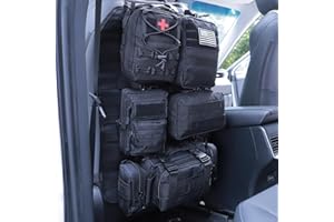 JIMIKAY Organiseur tactique universel pour siège arrière de véhicule avec 5 pochettes Molle amovibles pour tous les véhicules tels que Jeep, camion, SUV, voiture, Ford, Chevy, etc