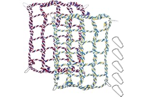 JRSHIRLEYLTD 2 Stück Pack Buntes Vogel-Seilnetz, Ratten Kleines HaustierKletterseilnetz,Vogelleiter-Seilbrücke, Leiterbrücke mit 4 Haken für Ratte Hamster Vogel Frettchen
