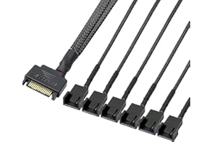 GELRHONR SATA de 15 pines a 6 x 3 pines/4 pines 12 V PC caso divisor de ventilador adaptador de cable de alimentación-1Ft