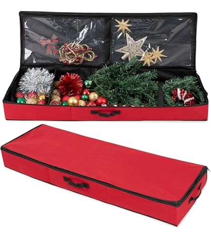 Contenitore Sottoletto Per Decorazioni Natalizie SONGMICS - 96 Scomparti, 96.5x33.5x17.5 Cm, Rosso Ciliegia - Foto 13