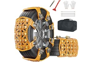 ‎SUNYRISY SUNYRISY 8 Stück Schneeketten, Universal Auto Notfall Traktion Einstellbare TPU Reifenketten, Hohe Griffigkeit Schwerlast Notfallzugketten für die Meisten PKW/SUV/LKW (Reifenbreite 215-285mm)