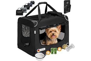 Zedelmaier Hundebox Faltbar Hundetransportbox, S 50x36x34cm, robust Transportbox für Hund & Katze Groß Hundetasche Auto Haustiertransportbox für Unterwegs & Zuhause Schwarz