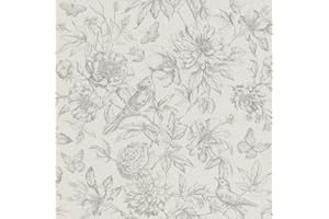 Rasch 449440 Florentine II Papier peint, intissé, gris, avec des motifs floraux, style vintage, 10,05 m x 53 cm (L x l)