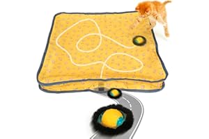 Iokheira Jouet Chat Interactif, Jouet Chat Interieur, Automatique Balle - Rechargeable et Silencieuse, Jeux pour Chat Interieur, Jeu de Chasse pour Chat, Jouet de Noël (Jaune)