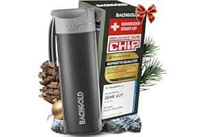 Bachgold® Profi Outdoor Wasserfilter Flasche I Entfernt 99,99% aller Bakterien und filtert Mikroplastik, Partikel und Chlor I Blackout & Krisensicher (Schwarz, 500ml)