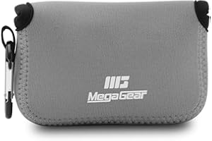 MegaGear MG1425 Panasonic Lumix DC-ZS200, TZ200, ultralekki neoprenowy futerał na aparat Leica C-Lux, z karabińczykiem, szary