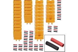 HUAZIZ 15 Paare XT30 Männlich Weiblich Batterie Anschlüsse XT30U Male Female Bullet Connectors Rundstecker Stecker Buchse, mit Schrumpfschlauch,for RC Airplane Helicopter Multicopter