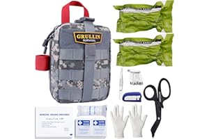 Grullin 40 PCS Trousse de premiers soins pour traumatologie ifak, trousse de premiers soins tactique moyenne molle, Military camping, trekking, Hunting Outdoor Emergency Equipment (ACU)