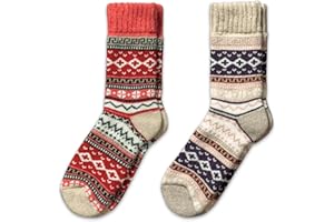 NORDIC Socks 2 Pairs Merino Wool Socks for Men & Women, Winter socks, Warm socks, Soft and Comfortable
