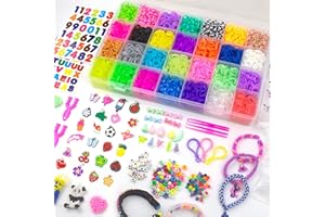 Uolifrem 12000+ Elastici per Braccialetti Bambini, 28 Colori Elastici Braccialetti Kit, Fai Da Te Loom Bands Kit con Più Accessori，Regalo per Ragazze e Ragazzi