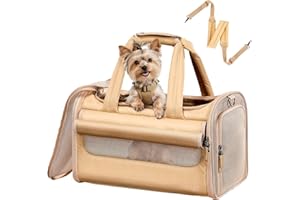 A 4 PET Hundetasche Flugzeug faltbar mit Sichtschutz, Antihaft-Matte, Auto Patentierte Sicherheitsschnallen – wasserdichte Transporttasche Hund & Katze mit 4 Seiten Lüftg, 3 Taschen Reisen