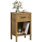YAUKTAK Wooden Bedside Table Side Table with Drawers Open Compartment Modern Minimalist Bedside Table Bedroom Living Room Rus