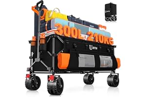 BTTN XXXL Bollerwagen Faltbar 300 L / 210 kg Traglast – mit Bremsen, 18×10 cm Breitreifen – Klappwagen für Garten, Strand, Camping & Einkaufen – Schwarz