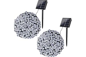 Joomer Luces de Navidad Solares Exterior, 200LED Solar Luces 8 Modos Impermeable Guirnaldas Luces Exterior Solar por Navidad Fiesta Boda Patio Jardine Terraza(Blanco,2 Paquetes)
