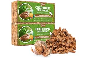 Riare 2 Pack Coco Husk Chips for Plants Organic Coco Chips Substrate High Expansion Coconut Substrate Coco Coir Mulch for Garden Flowers, Herbs, Planting