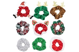 KEAJUIDY 9 Stück Vintage Haargummis Weiche Haarbänder Elastisches Haarschmuck Scrunchies Knoten Geschenk für Weihnachten Neujahr Erntedankfest Mädchen Frauen