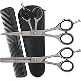 DREI SCHWERTER - Rostfreie professionelle Haarschere und Effilierschere im SET NEU mit Kamm